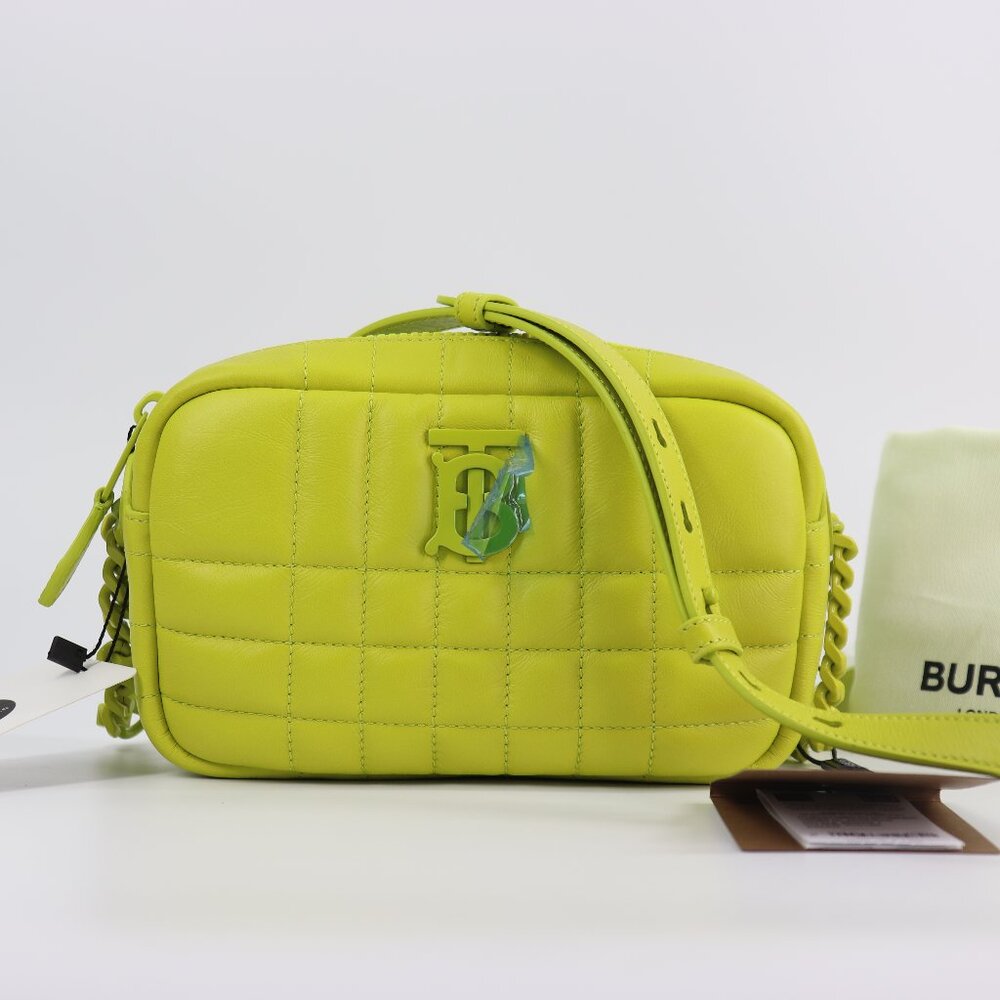 *New* Burberry Mini Lola Quilted Leather Camera Bag Vivid Lime